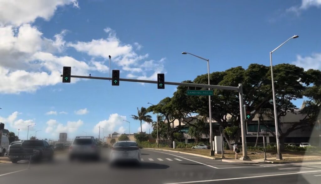 ハワイのタクシーの車窓からの景色