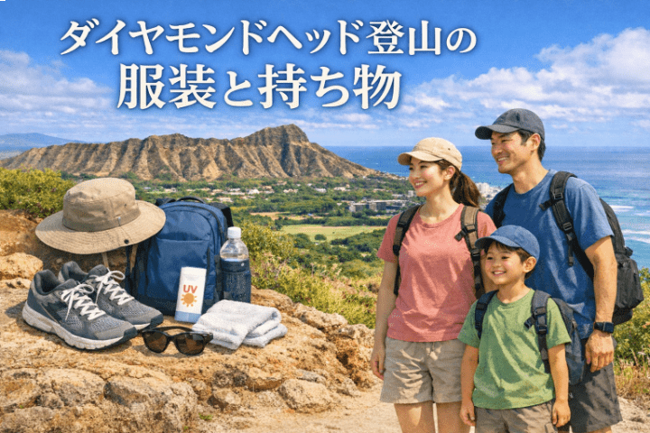 ダイヤモンドヘッド登山に適した服装と持ち物の例